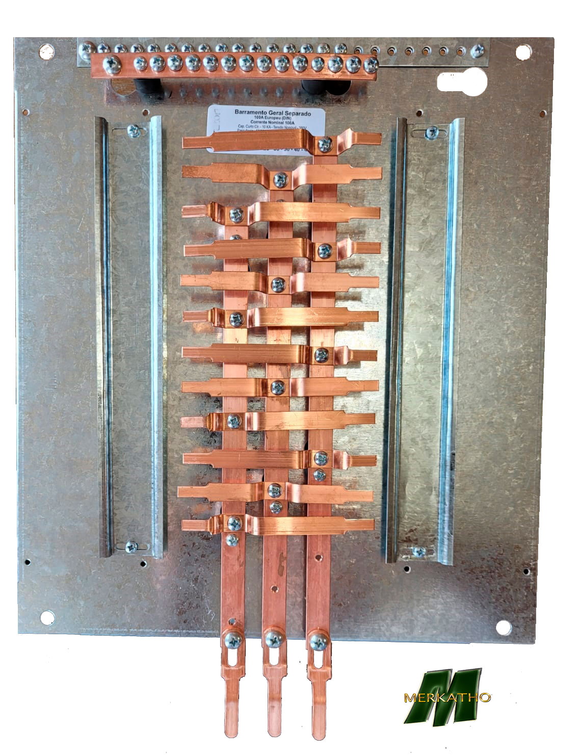 Barramento de cobre 24DIN 100A trifásico